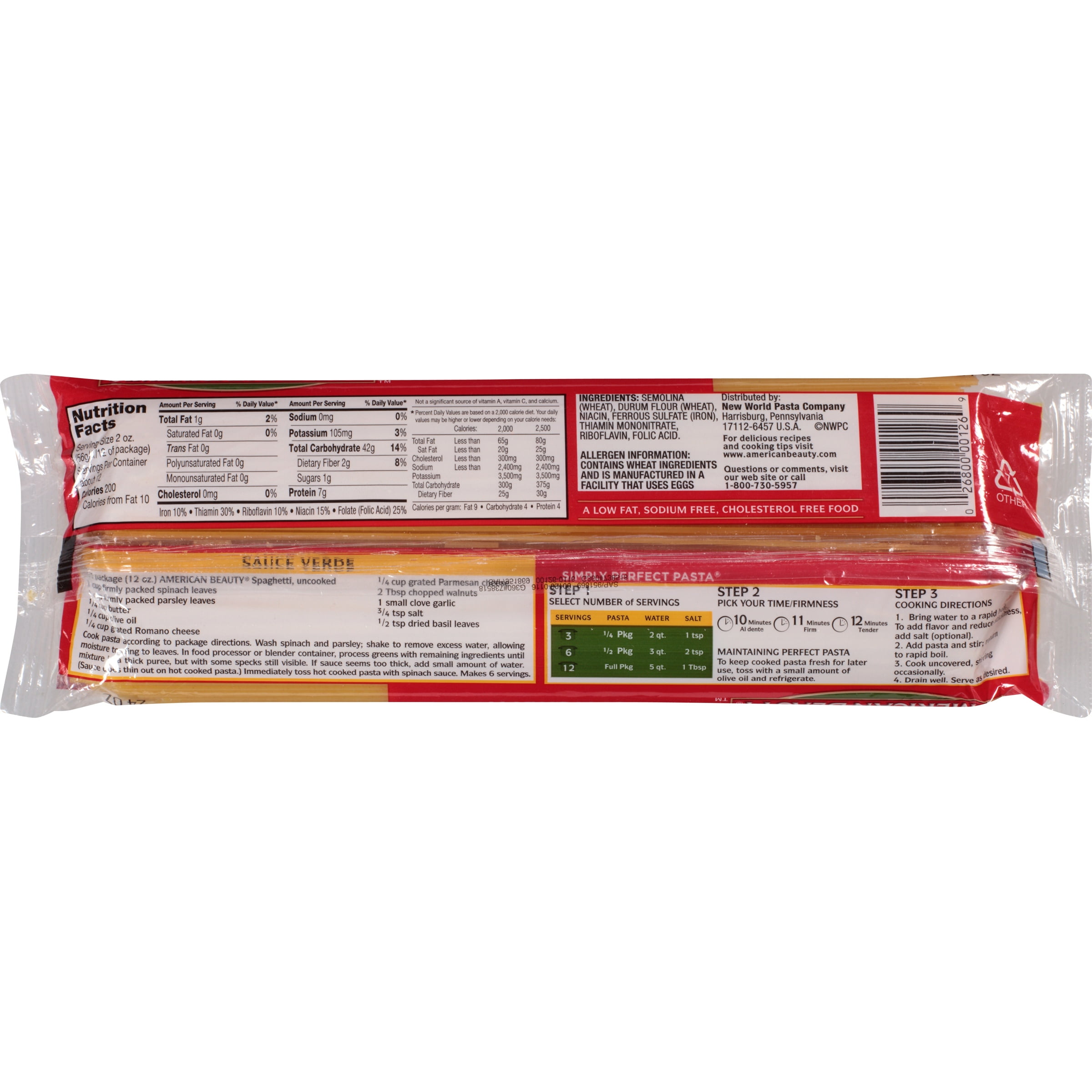 (3 pack) American Beauty Spaghetti Pasta, 12-Pack (24 oz Each) – Traditional Enriched Pasta for Classic Italian Style Dishes