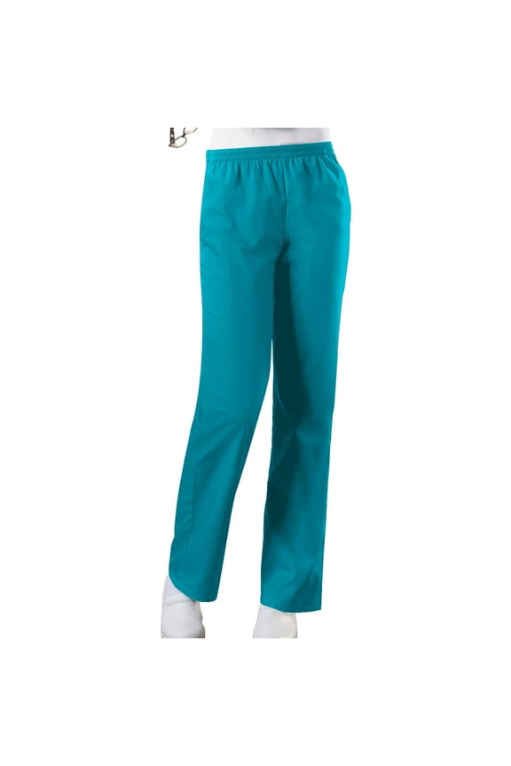 Women's Elastic Waist Pull On Scrub Pant, Teal, XS