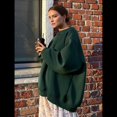 thumbnail image 4 of Sudadera de Mujer con Cuello Redondo de Gran Tamaño Y2K, Suéter de Moda de Otoño e Invierno, Jersey. Verde Oscuro S, 4 of 8