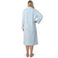 thumbnail image 3 of PAVILIA Womens Housecoat Zip Robe, Sherpa Zip Up Front Robe Bathrobe, Fuzzy Warm Zipper House Coat Lounger for Women Ladies Elderly with Pockets, Fluffy Fleece Long - Light Blue (Small/Medium), 3 of 10