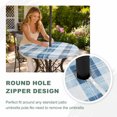 thumbnail image 4 of Round Outdoor Tablecloth with Umbrella Hole and Zipper, Blue Checkered Tablecloth with Elastic Waterproof, Farmhouse Modern Buffalo Plaid Patio Table Covers for 31" - 35" Picnic Pool Tables, 4 of 9