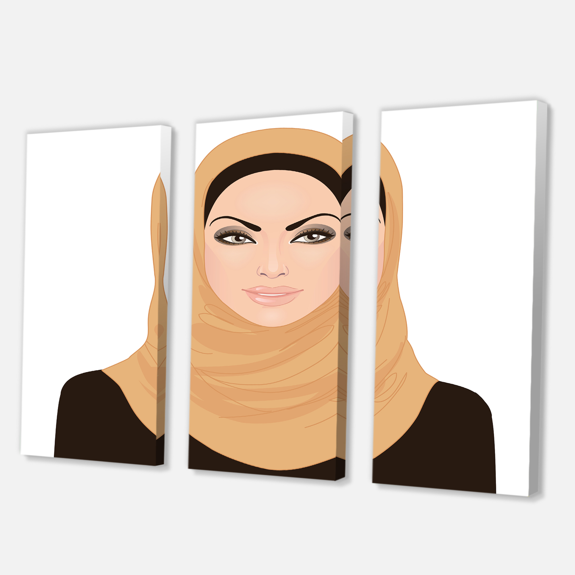 Designart ' Portrait of Muslim Girl In Traditional Hijab ' Modern Canvas Wall Art Print