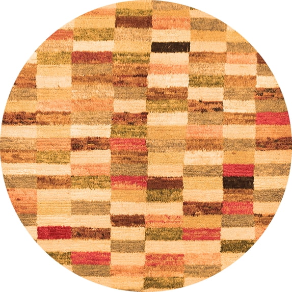 Ahgly Company Indoor Round Abstract Orange Contemporary Area Rugs, 3' Round