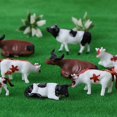 thumbnail image 4 of Hiawbon Mini figuras coloridas de ganado simulado escala Ho 1:87 figuras de vaca de plástico realistas 20 piezas, 4 of 5