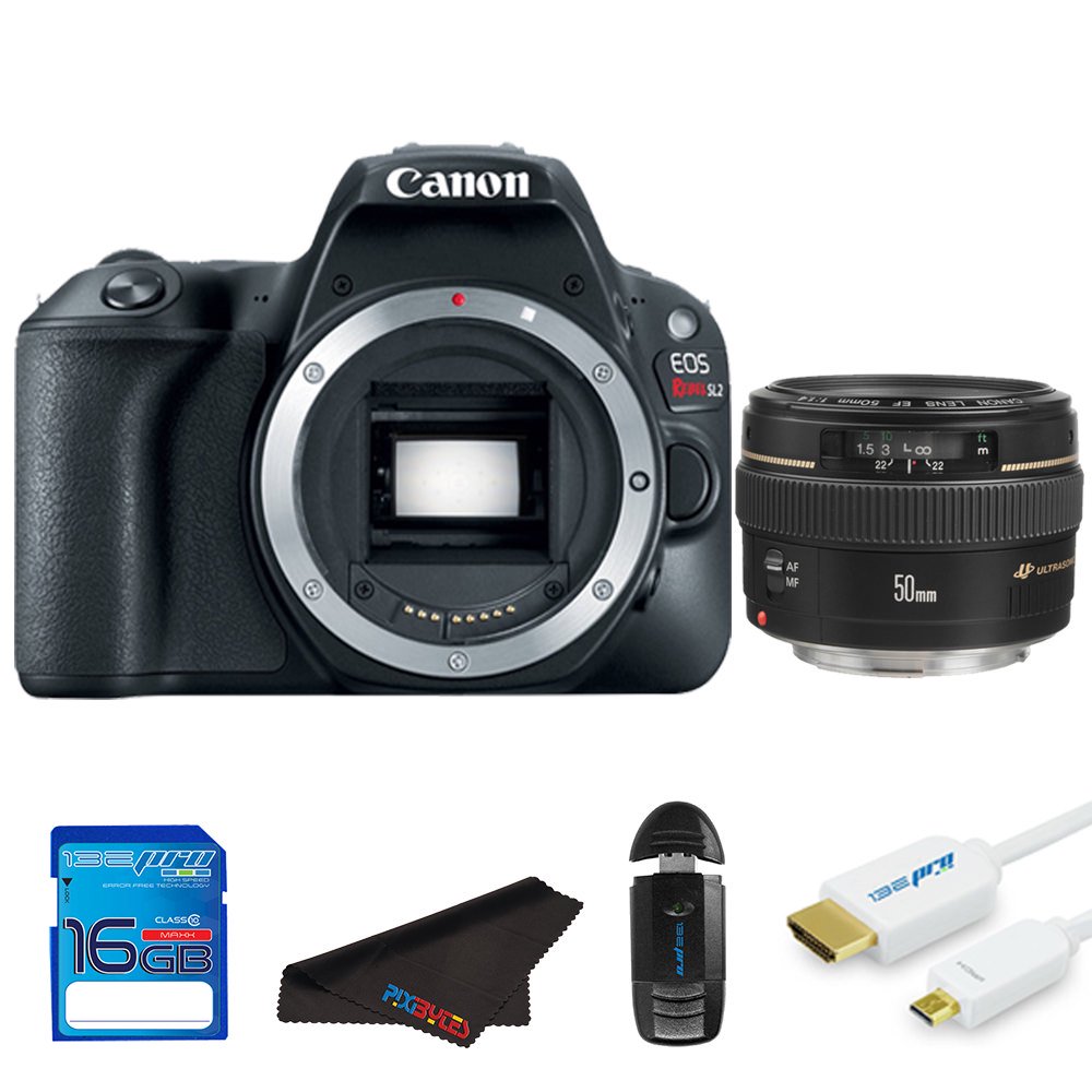 Canon EOS Rebel SL2/200D DSLR Camera (Black) + Canon 50mm 1.4 USM Lens