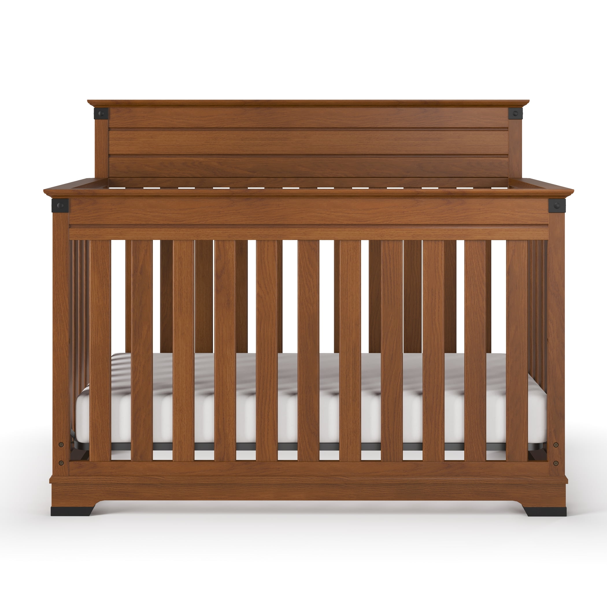 Child Craft Redmond 4-in-1 Convertible Crib, Rustic Iron Accents, 2 Mattress Heights, Coach Cherry