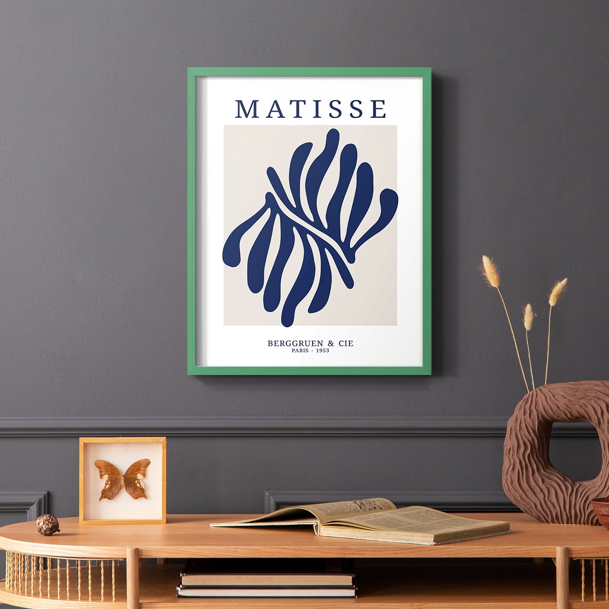 Matisse CDXII in Green Solid Wood Framed Print No Nail Hanging