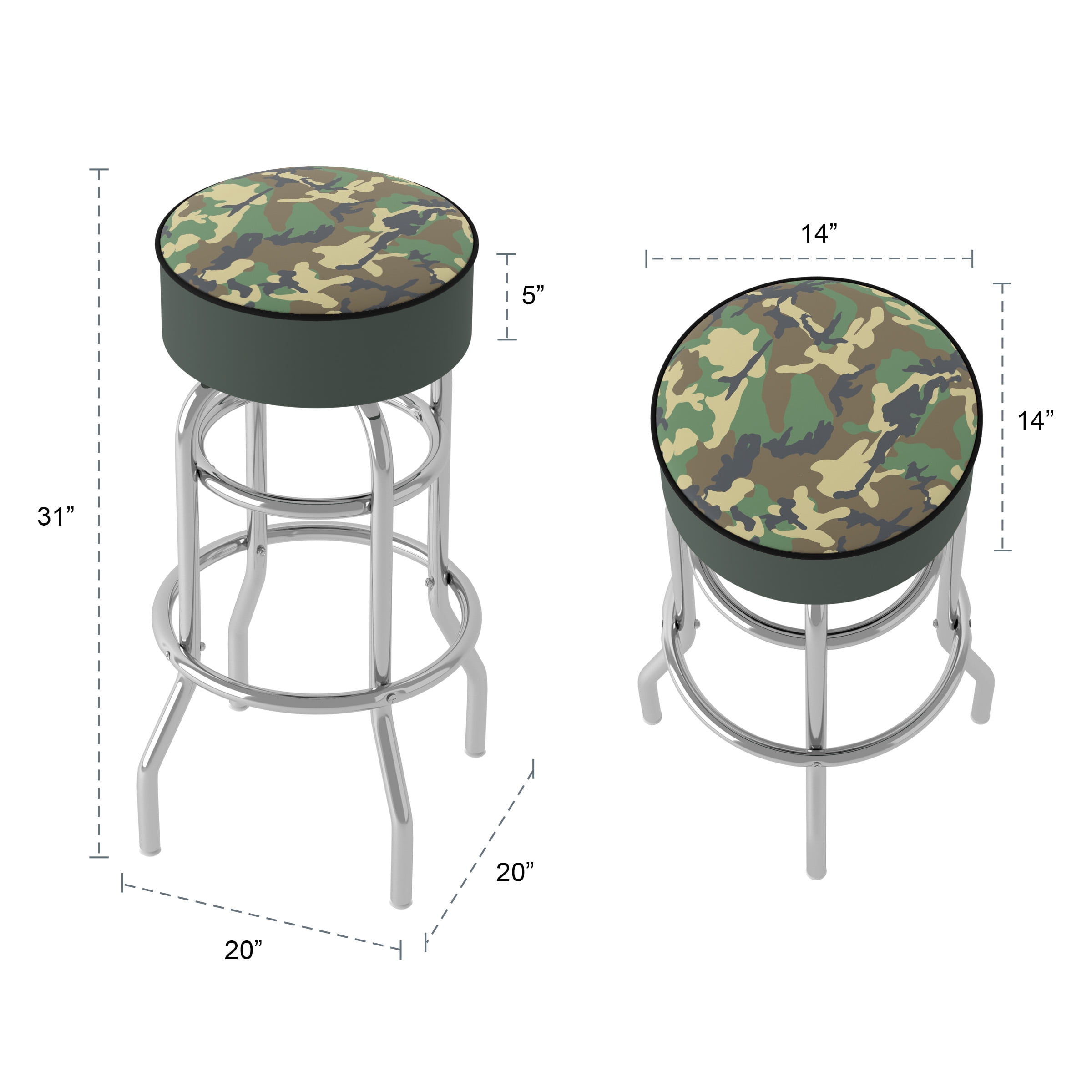 Trademark Gameroom Hunt Camo Bar Stool with Padded Seat
