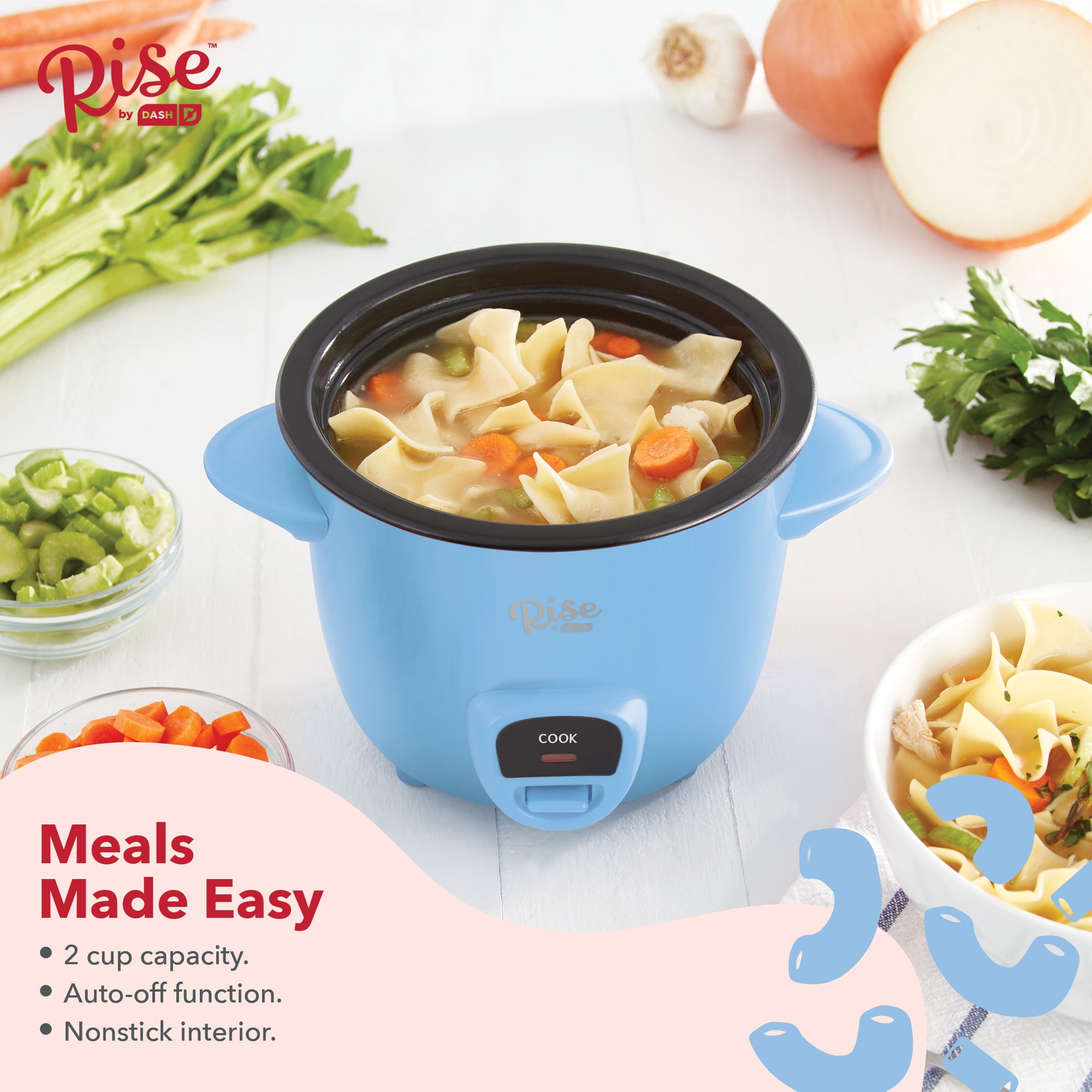 Rise By Dash Mini Rice Cooker Steamer with Removable Non-Stick Pot, Keep  Warm Function & Recipe Guide, 2 Cups, for Soups, Stews, Grains & Oatmeal 