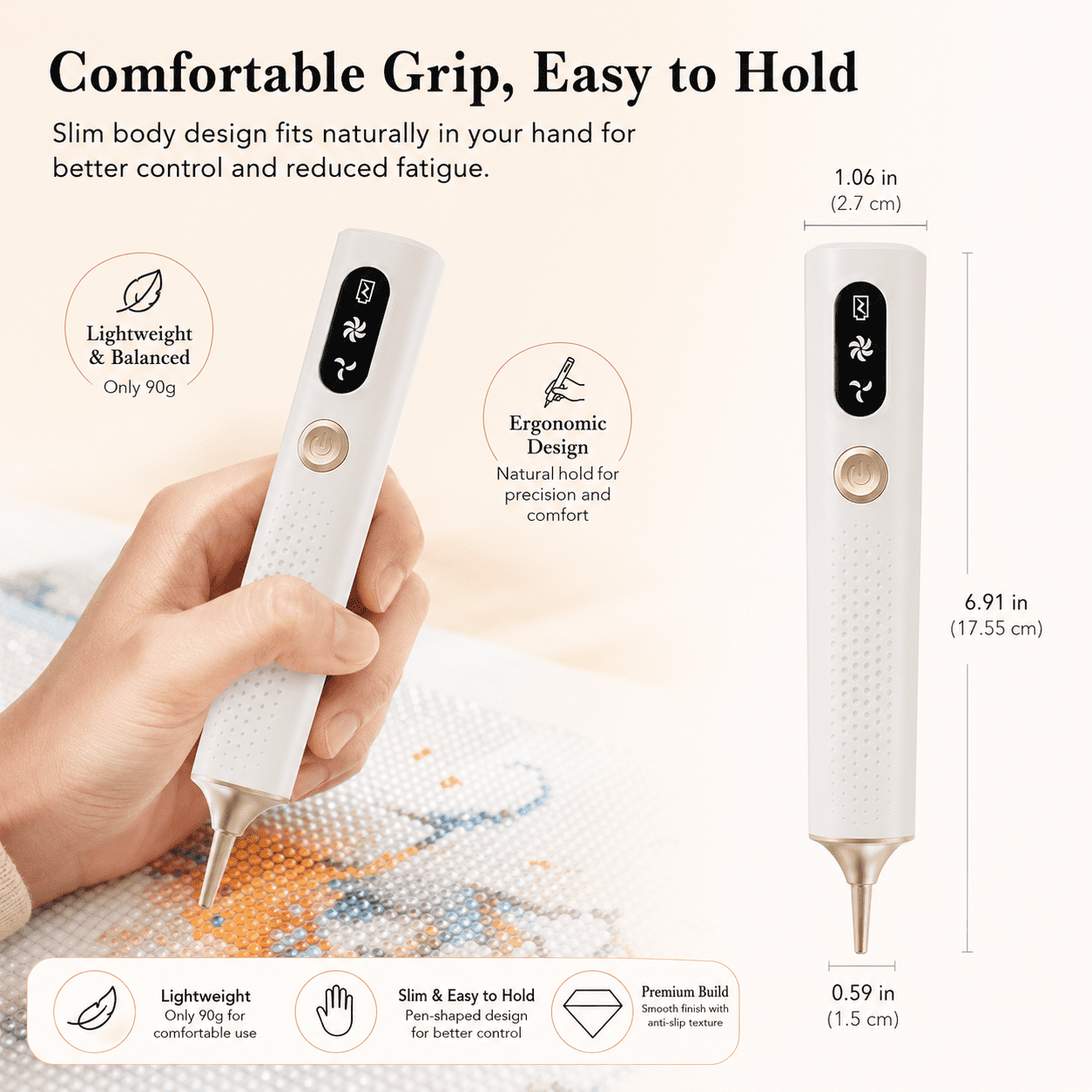 JDMEOPD Electric Diamond Painting Pen, USB Rechargeable Beads Picker Tool with 3 Speed Settings, Wax-Free Rhinestone Pickup Pen for 5D Diamond Art Kits(2PCS)