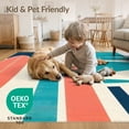 thumbnail image 4 of ODIKA 9'x12' Washable Area Rug Bathroom Retro Surfboard Wave Nautical Ocean Funky Theme Waves for Master Suite, California King, Under Bed, Non-Shedding, Easy Care, 4 of 7