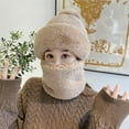 thumbnail image 2 of Grofry Women Plush Ball Decor Scarf Hat Thickened Neck Warm Windproof Hat Thick Fluffy Beanie Winter Headgear, 2 of 7