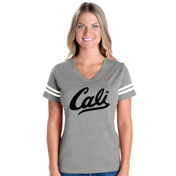 Womens California Cali Football V-Neck T-Shirt