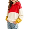 thumbnail image 5 of Hellosay Fleece Hoodies for Girls Size 13-14 Winter Long Sleeve Hooded Sweatshirt Heavyweight Color Block Pullover Tops, 5 of 6