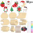 thumbnail image 1 of Bangcool Christmas Ornament Wood Hanging 80PCS Rustic Tree Decoration DIY Craft with Bell, 1 of 10
