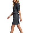thumbnail image 7 of Hurxie 2 Piece Sets for Women Summer Lounge Short Set Spring Matching Biker Shorts V Neck Oversized Shirt Clothing Dark Gray,L, 7 of 7