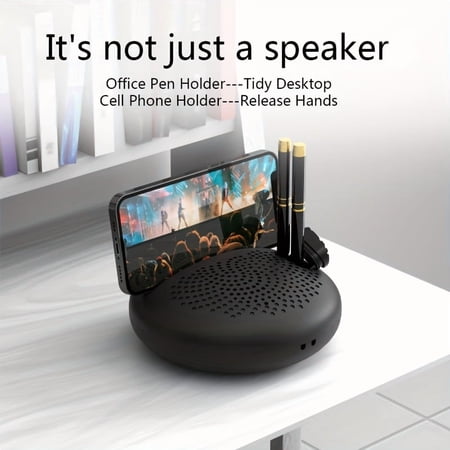 Portable Wireless Speaker with Rope - TWS Surround Sound Built-in Mic Phone Stand & Pen Holder for Home Car Office Travel - Creative Gift