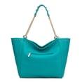 thumbnail image 2 of Montana West Large Tote Bag for Women Oversized Shoulder Purses with Chain Handbags, Turquoise, 2 of 7