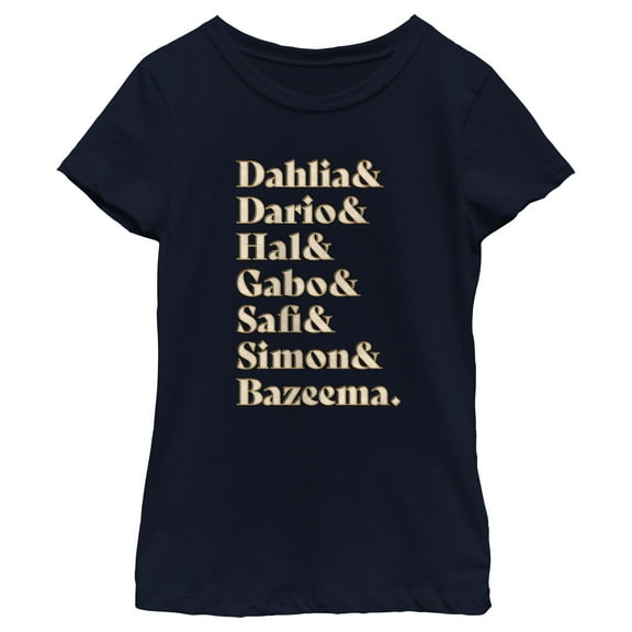 Girl's Disney Wish Character Name Stack  T-Shirt - Navy Blue - Medium