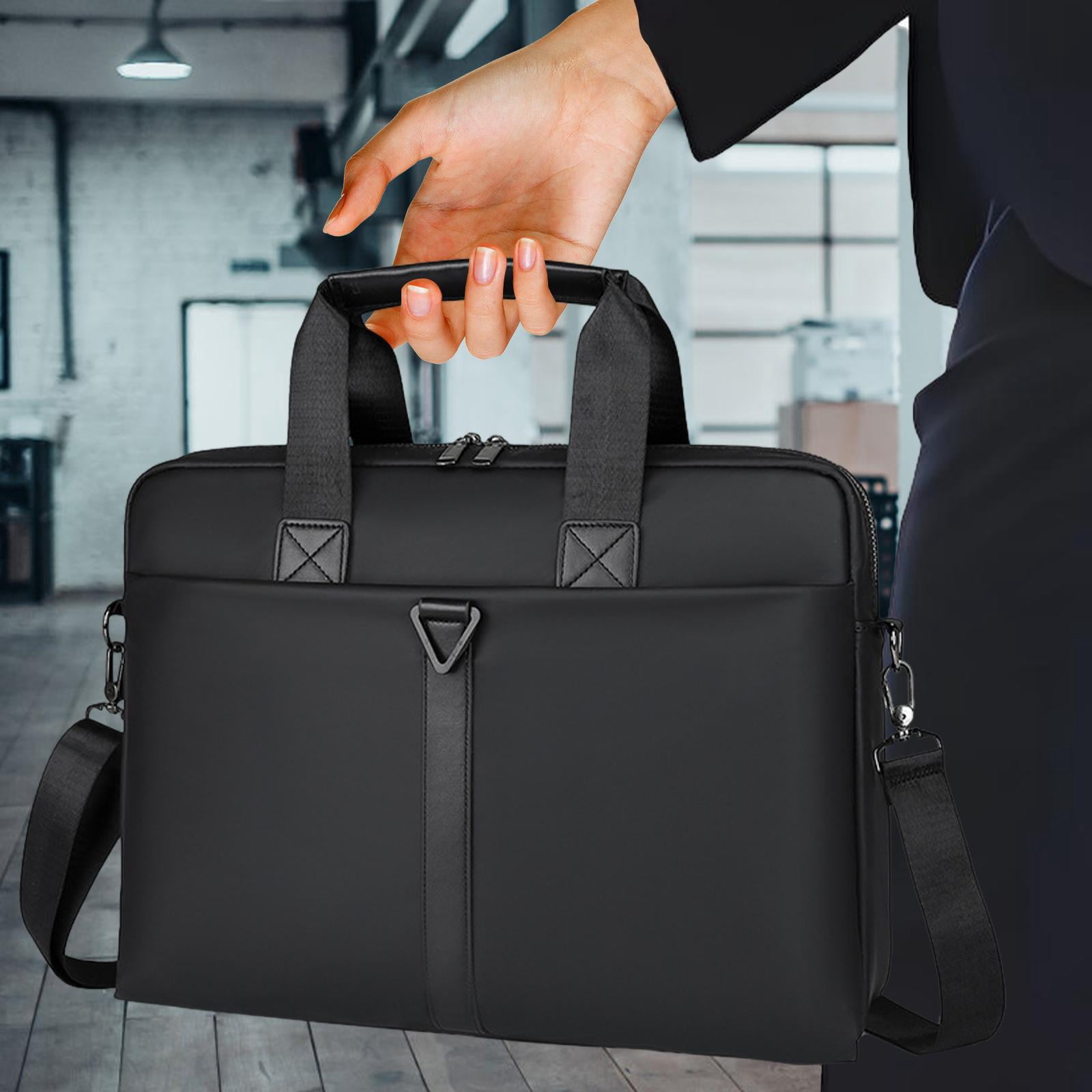 Wxqbjtam Mens Business Bag Briefcase with Shoulder Strap Large Capacity Handbag Crossbody PULeather Film Black