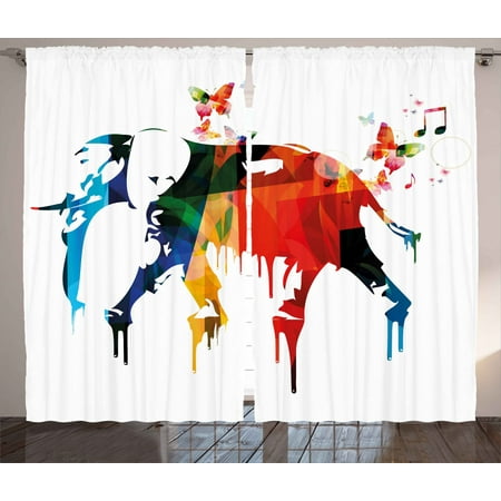 Abstract Curtains 2 Panels Set African Safari Wild Life Animal