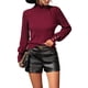 thumbnail image 2 of Suéteres de Cuello Alto para Mujer, Suéteres de Punto con Mangas Abullonadas para Otoño e Invierno Vino Tinto L, 2 of 8