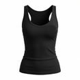 thumbnail image 5 of Feancey Womens Padded Halter Top Double Lined Built in Bra Workout Tank Tops Breathable Casual Sleeveless Yoga Shirts Slim Fit Camisoles Black S, 5 of 7