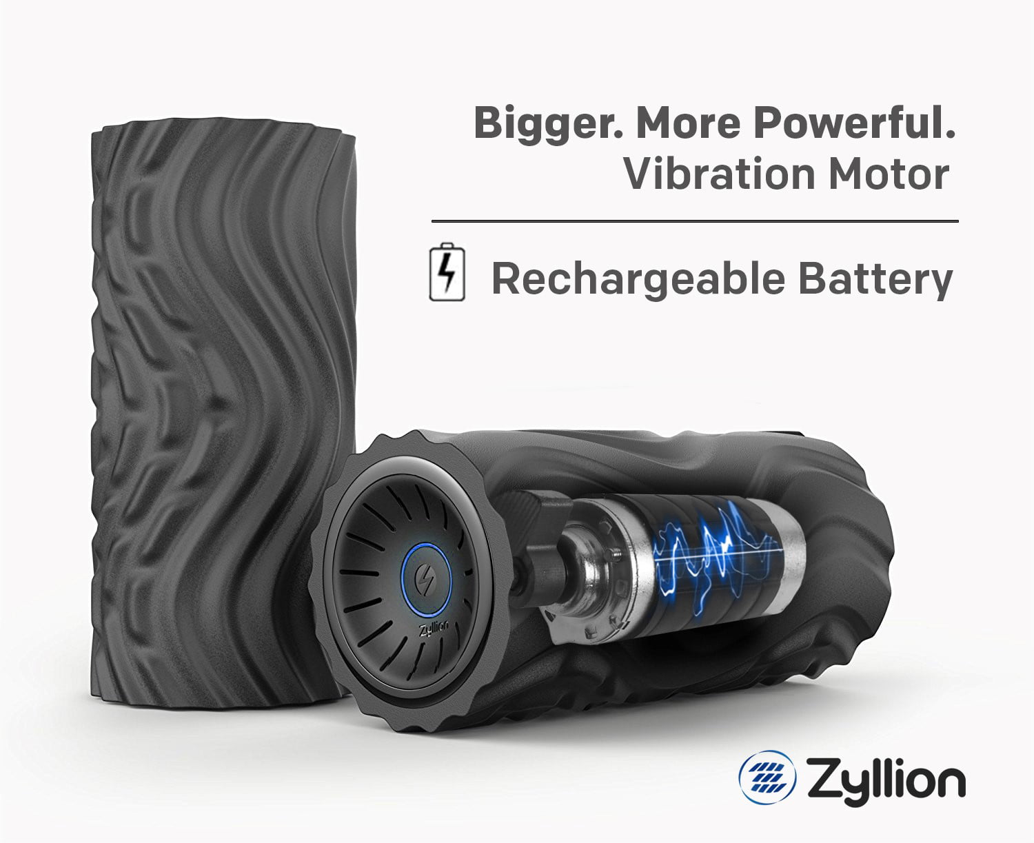 and Deep Tissue Massage Rechargeable High Density Massager for Post Workout Muscle Recover Zyllion Vibrating Foam Roller with 4 Intensity Settings Myofascial Release