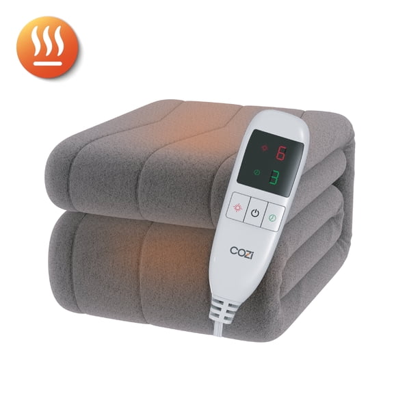 Cozi by Tzumi Heated Throw Blanket Super-Soft Sherpa and Flannel Electric Blanket with Adjustable Heat & Time Settings