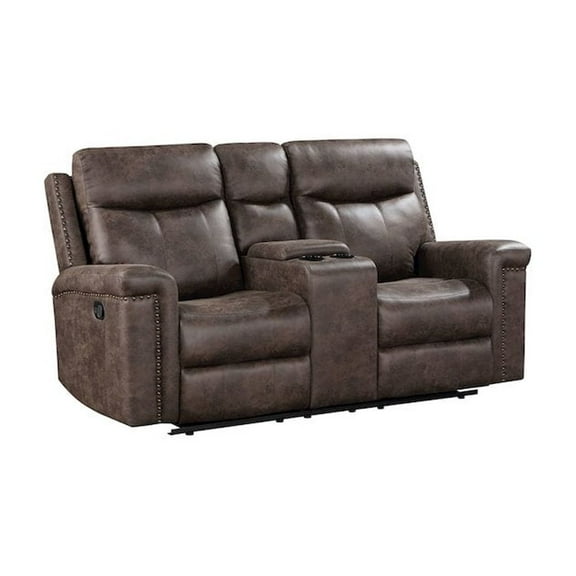 New Classic Furniture Quade Polyester Fabric Console Loveseat in Mocha
