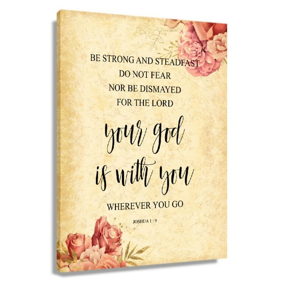 Floral Bible Verse Poster Joshua 1 9 Painting Canvas Print Wall Artwork For Living Room Bedroom Unframed 12x18 in