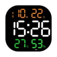 thumbnail image 1 of veasfak Digital Wall Clock Adjustable Brightness Temp Date Week Display Electronic Alarm Orange and Green, 1 of 9
