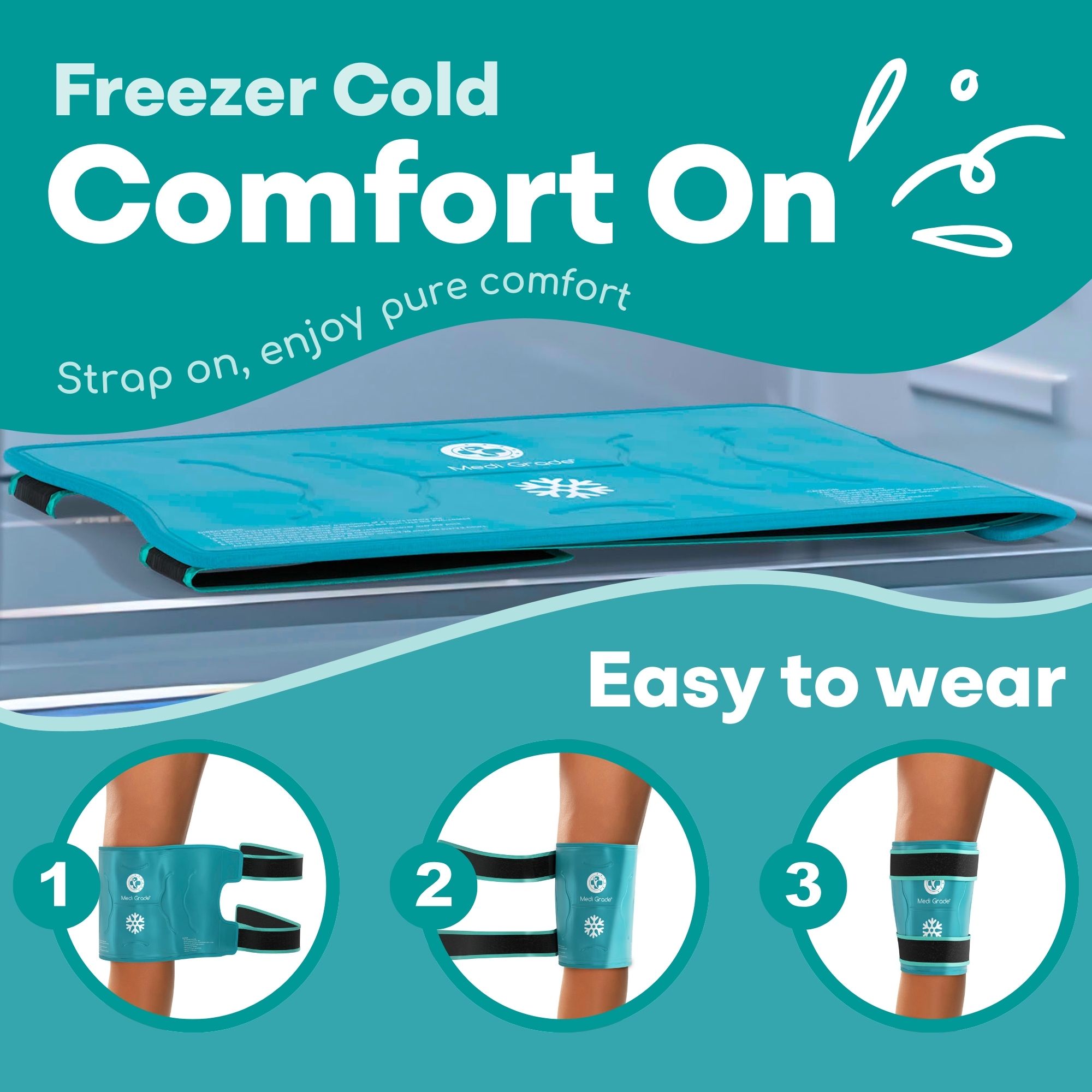 Medi Grade Knee Ice Gel Pack - Reusable Ice Pack for Injuries and Surgery Recovery - Dual-Fabric Knee Ice Pack Wrap with Cold-Retention Wrap