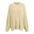thumbnail image 5 of Pullover Sweaters for Women 2025 Long Sleeve Crewneck Oversized Side Slit Plain Knitted Sweater Tops Fall Winter Outfits, 5 of 6