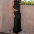 thumbnail image 2 of Gibobby Vestido de Verano para Mujer Conjunto de vestido largo con cuello halter elegante y para mujer Vestido de noche informal y elegante(Negro,XL), 2 of 4
