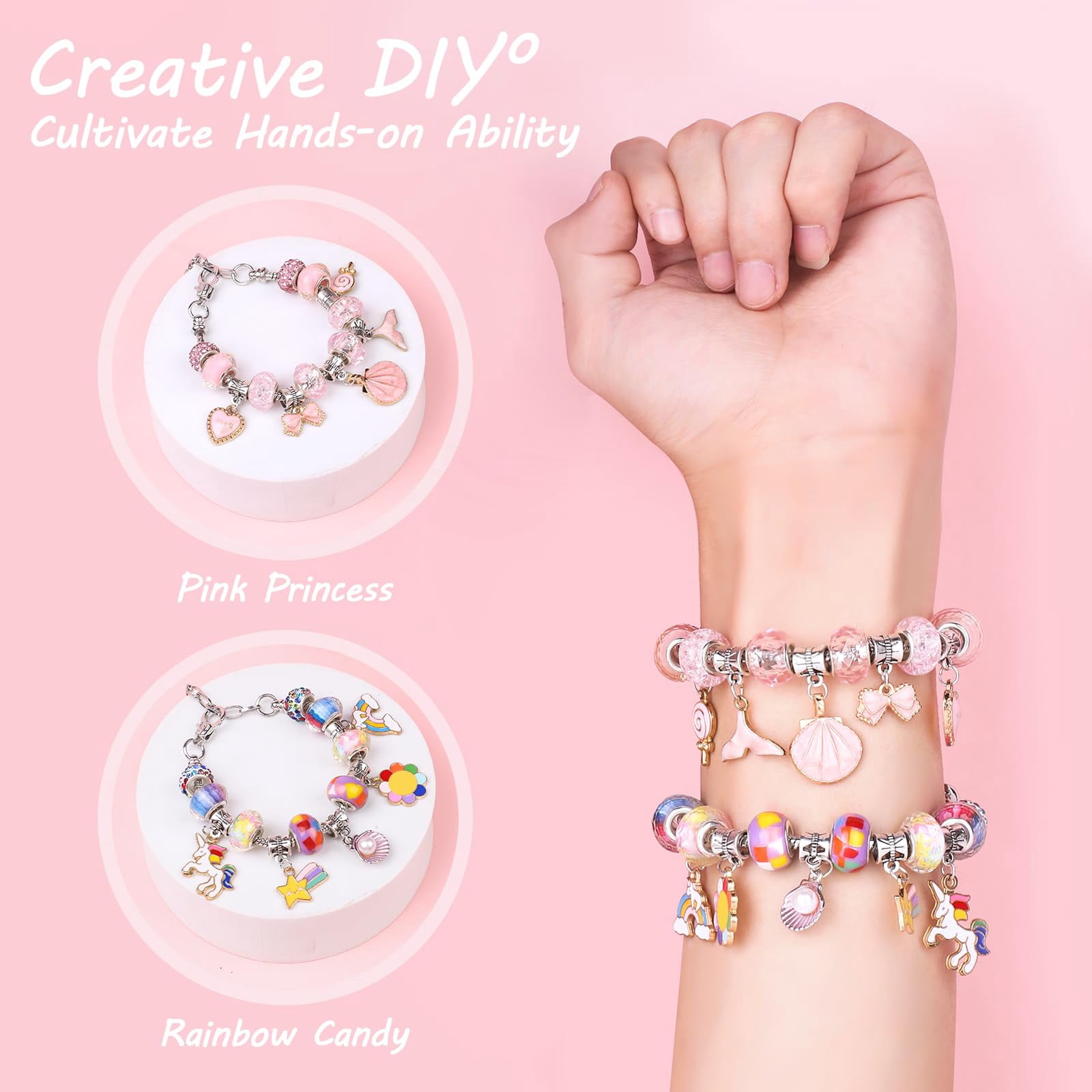 Charm Bracelet Making Kit -134 Pcs DIY Jewelry Making Kit, Bracelet Making Kit DIY Art & Craft Kit for Girls 8-12 Birthday Gifts Christmas,New Year Gifts