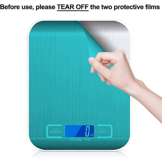 Smart Digital Scale with LCD Display for Kitchen Stainless Steel, 5kg/11lbs, Multifunctional Food Scale, Rechargeable