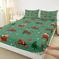 thumbnail image 3 of Manfei Teens Christmas Dachshund Bed Sheets, Green Red Cartoon King Sheets, Santa Claus Gifts Sheet Set, Breathable Home Decor, 4 Pieces, 3 of 7