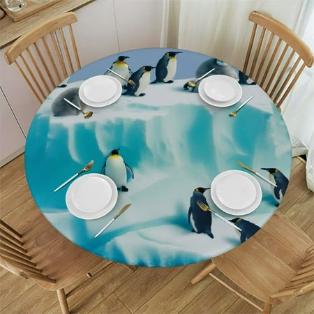 

Elastic Edged Round Tablecloth On The Print Table Cloth Cover for Indoor Outdoor Kitchen Party