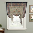 thumbnail image 2 of Boho Floral Tie Up Curtains for Windows, Adjustable Balloon Window Shades, Vintage Flowers Abstract Art Ethic Tribe Kitchen Window Treatments Farmhouse Short Curtains with Rod Pocket 42"x45", 2 of 8