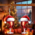 thumbnail image 4 of Luxcidy Christmas Wine Glass Earrings Santa Hat Plastic Drop Earrings Lightweight And Stylish Holiday Accessory For Women, 4 of 5