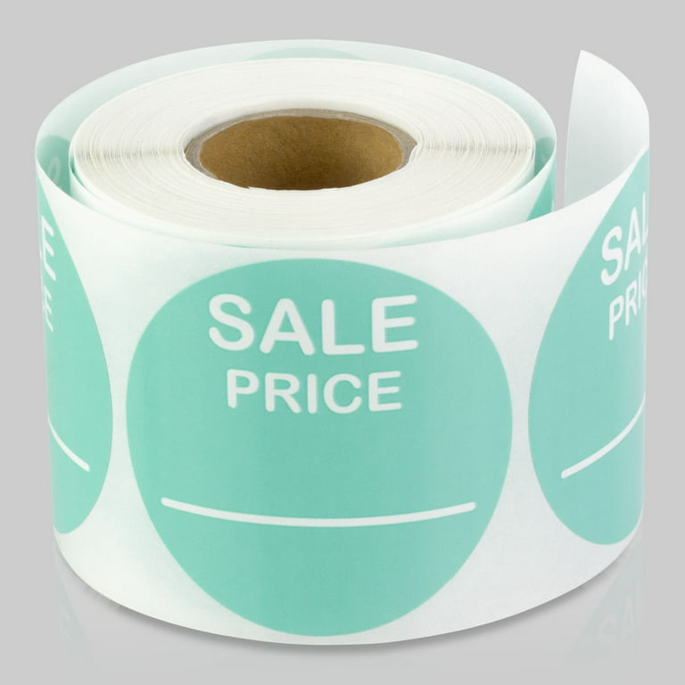Round Sale Price Stickers (2 inch, 300 Labels per Roll, 2 Rolls, Turquoise)  for Use Retail, Yard Sales or Garage Sale 