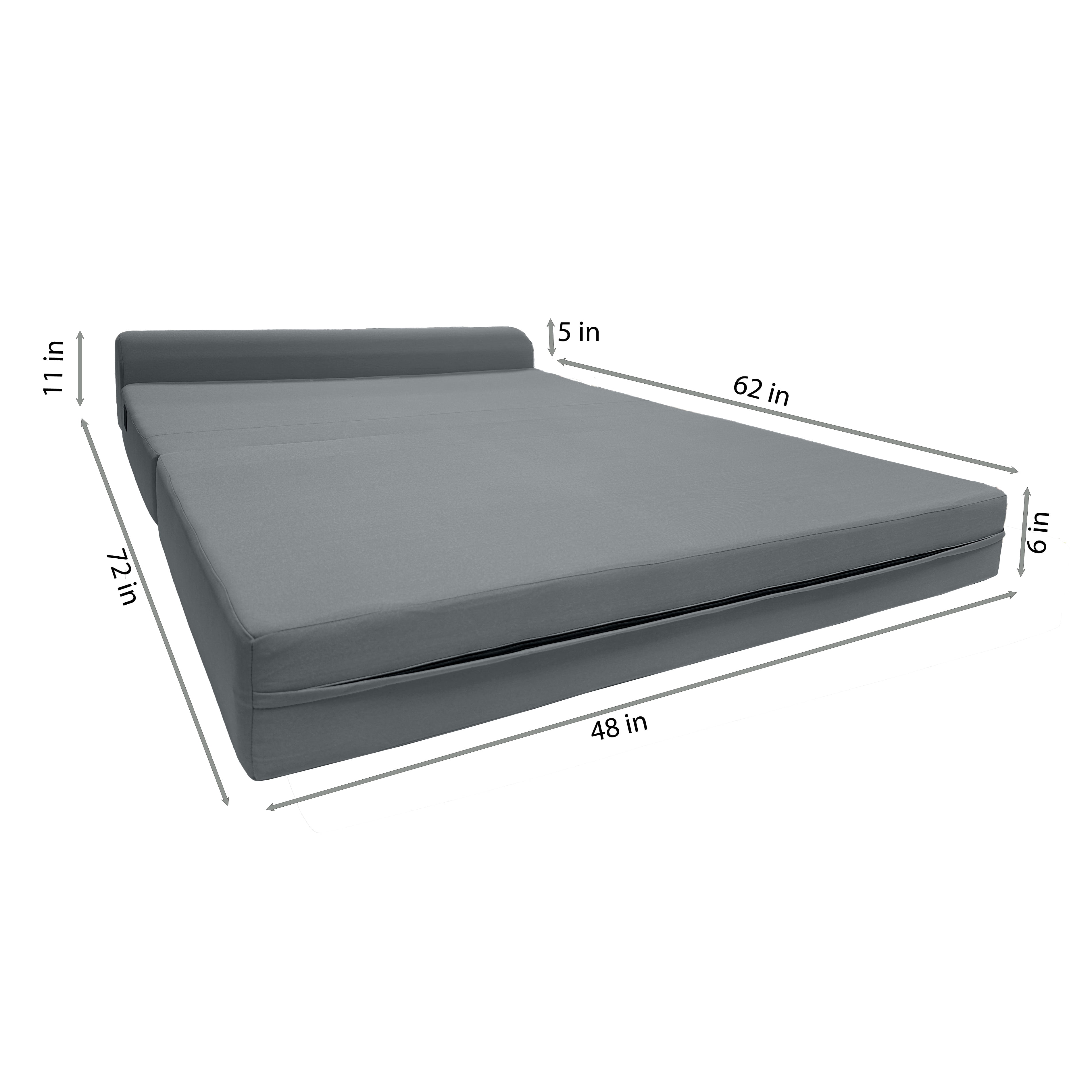 Gray Sleeper Chair Folding Foam Beds, Portable Studio Sofa Guest Bed, 6 x 48 x 72