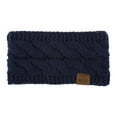 thumbnail image 2 of Cyglowse Soft Stretch Winter Warm Cable Knit Fuzzy Lined Ear Warmer Headband Navy, 2 of 2