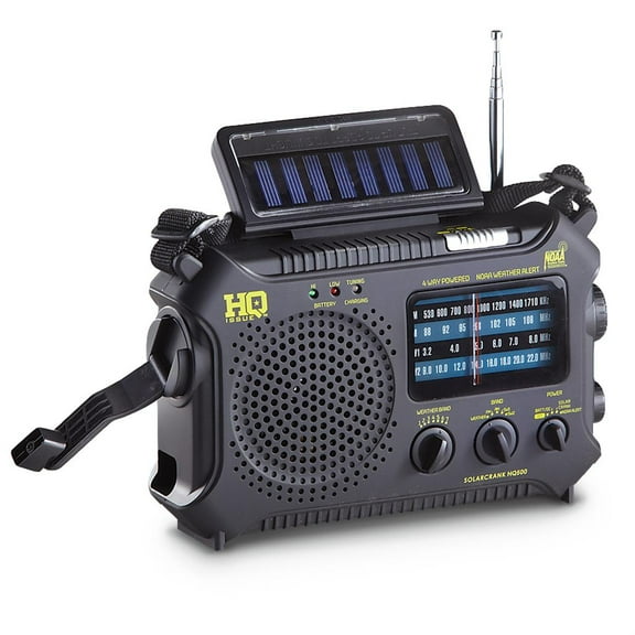 HQ ISSUE Multi-Band Dynamo / Solar Powered Weather Radio Black