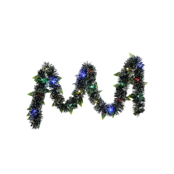 PEIBang 10Ft Christmas Tinsel Garland,Metallic Hanging Garland with 30 LED Lights for Christmas Tree Wedding Indoor Home Decor,Party Supplies