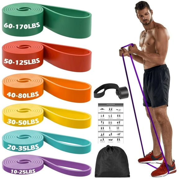 Zacro Juego de 6 Bandas de Asistencia para Dominadas, Bandas de Resistencia, Bandas de Ejercicio Resistentes, Bandas de Entrenamiento para Estiramiento Corporal, Levantamiento de Pesas y Entrenamiento