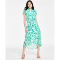 thumbnail image 1 of SAM AND JESS Womens Floral Printed Smocked Waist Tiered Midi Dress, navy, XS, 1 of 1