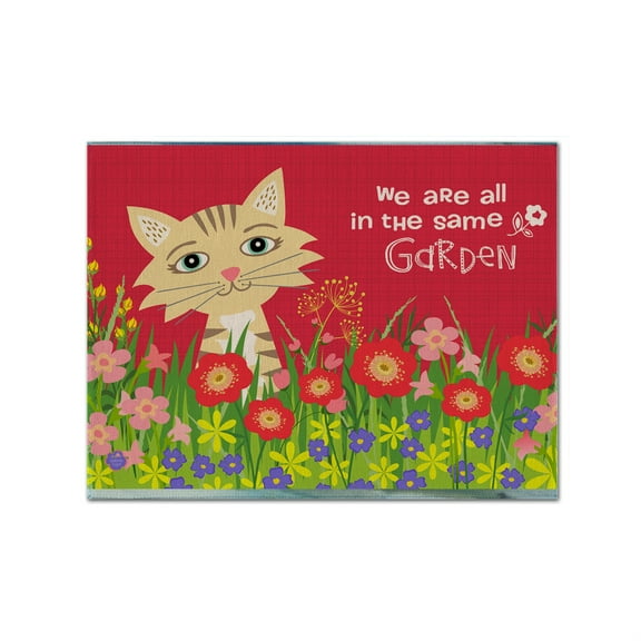 Carolines Treasures VHA3009PLMT Garden Cat Fabric Placemat, Multicolor