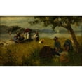 thumbnail image 2 of Hans Dahl 18x13 Black Ornate Wood Framed Double Matted Museum Art Print Titled - The Picnic (1875), 2 of 5
